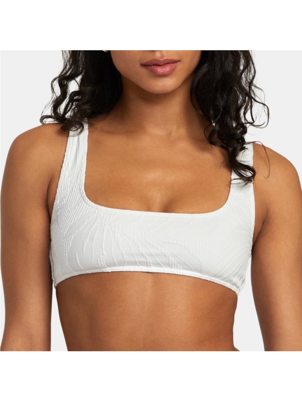 NWOT White Ribbed Scoop Neck Bikini Top